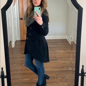 Free People Coat w/ removable faux fur collar.